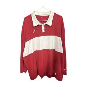 Nike Campus Collection Alabama Crimson Tide Rugby Shirt Sz XL Cotton Red & White